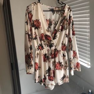 Long sleeve floral romper